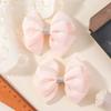 2Pcs 3.34inch Kids Bows Pearl Ribbon Hair Clips for Baby Girls Boutique Delicate Bowknot Barrette Palace Princess Style Headwear