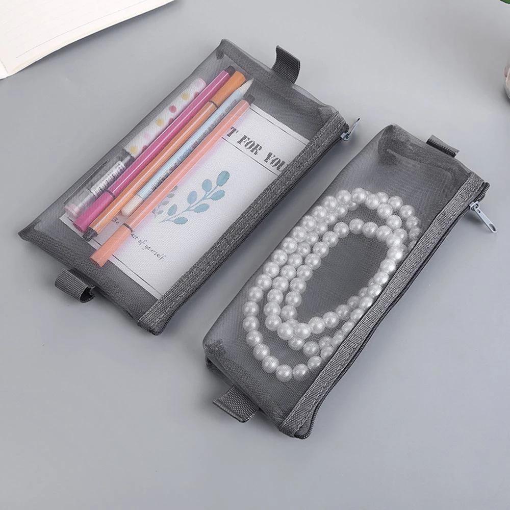 Supplies High Quality Simple Pen Box Nylon Pencil Bag Mesh Pencil Case Pen Bag Case Pencil case