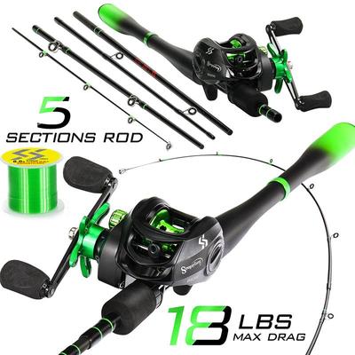 SOUGAYILANG 1,8-2,4 м, 5 секций, литая удочка из углеродного волокна и 7,2:Мощная катушка для приманки с 1 передаточным числом, максимальная тяга 10 кг