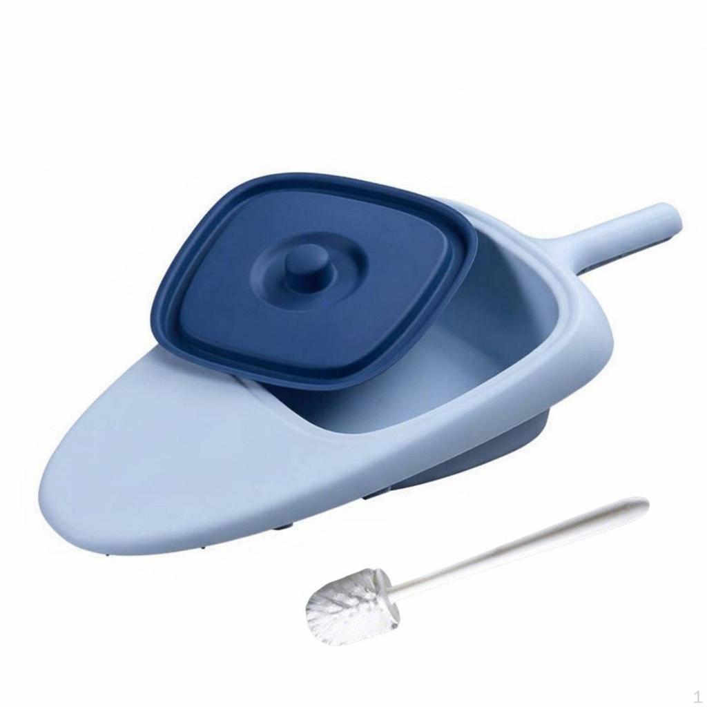 Bedpan with Lid Easy to Clean Fracture Handle Ergonomic Design Portable Bedridden Toilet