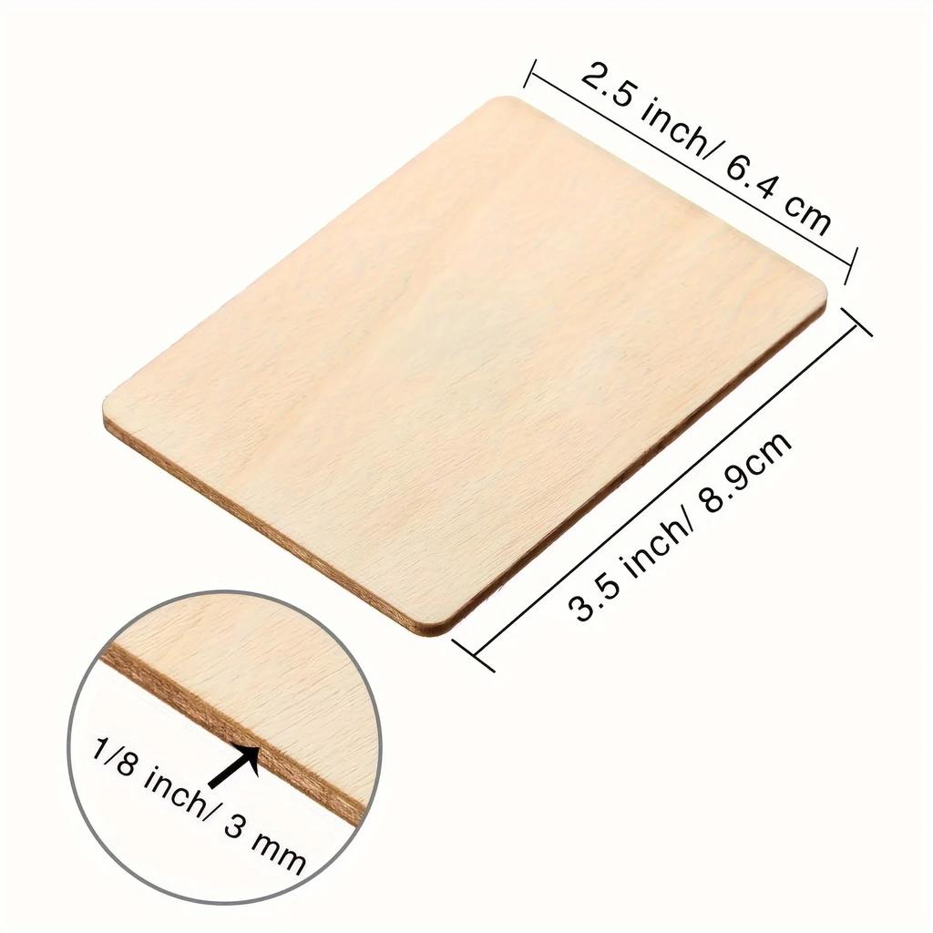 36pcs Blank Wood Squares Wood Pieces Unpainted Round Corner Cutouts for DIY Arts Craft Project Decoration