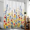 Floral Plants Shower Curtain Flowers Bamboo Butterfly Green Vines Botanical Herb Modern Bathroom Decor Polyester Bathtub Curtain