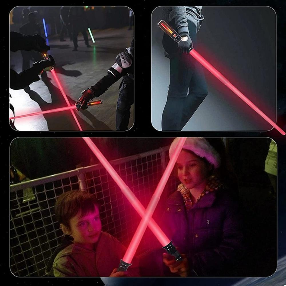 2Pcs Lightsaber Extendable Light-Up Toy Sword RGB Color Telescopic Light Bars with Sound Effect