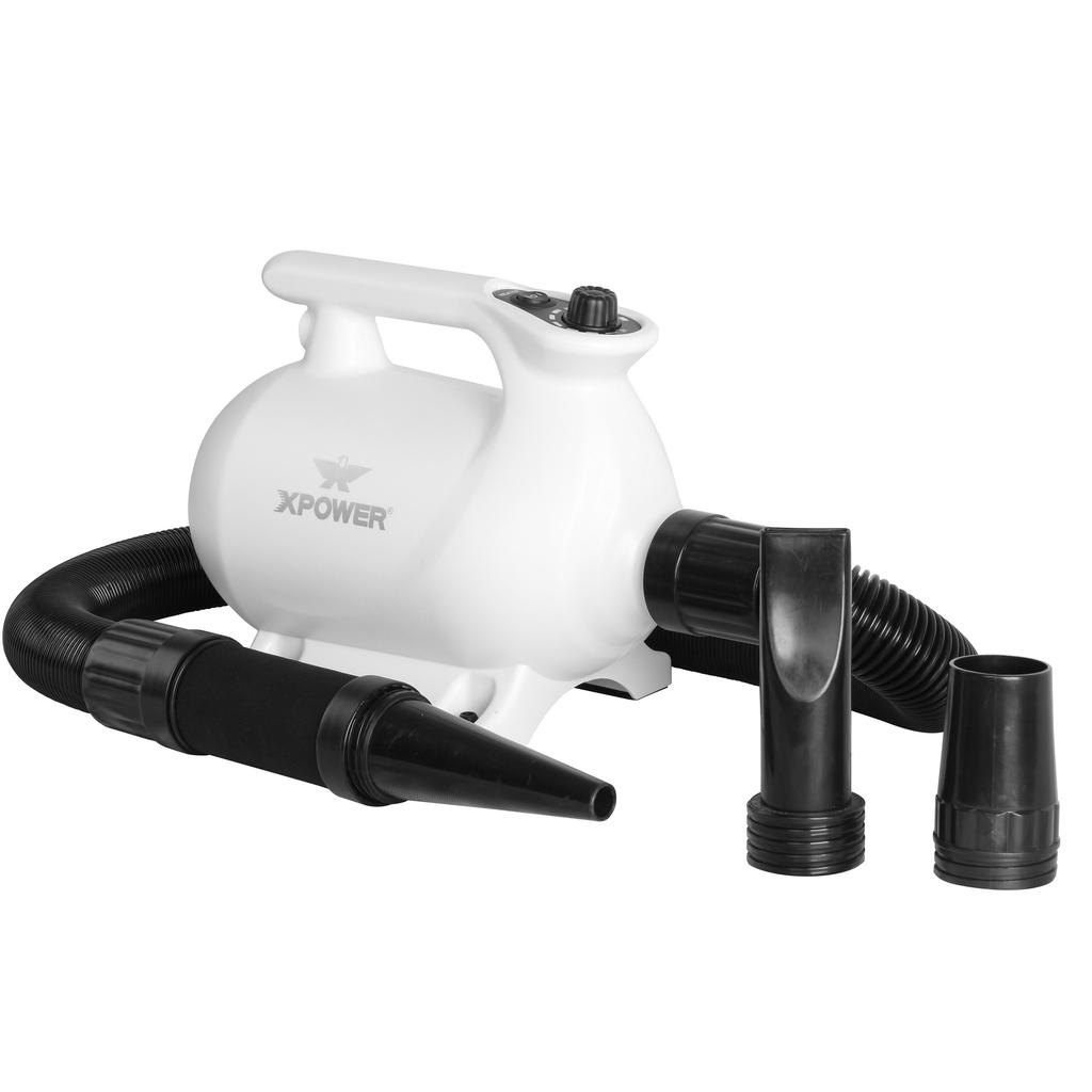 XPOWER B-123 White Commercial Multi-directional Pet Dog Cat Hair Dryer & 3nozzle EU Plug