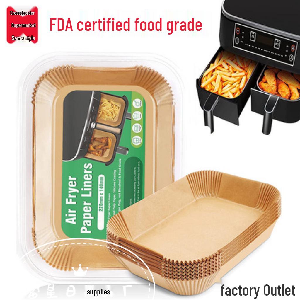 Одноразовые прямоугольные бумажные миски для аэрофритюрницы для моделей с двумя корзинами
