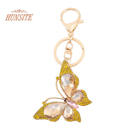 Красочный брелок с бабочками, роскошный женский автомобильный брелок со стразами
