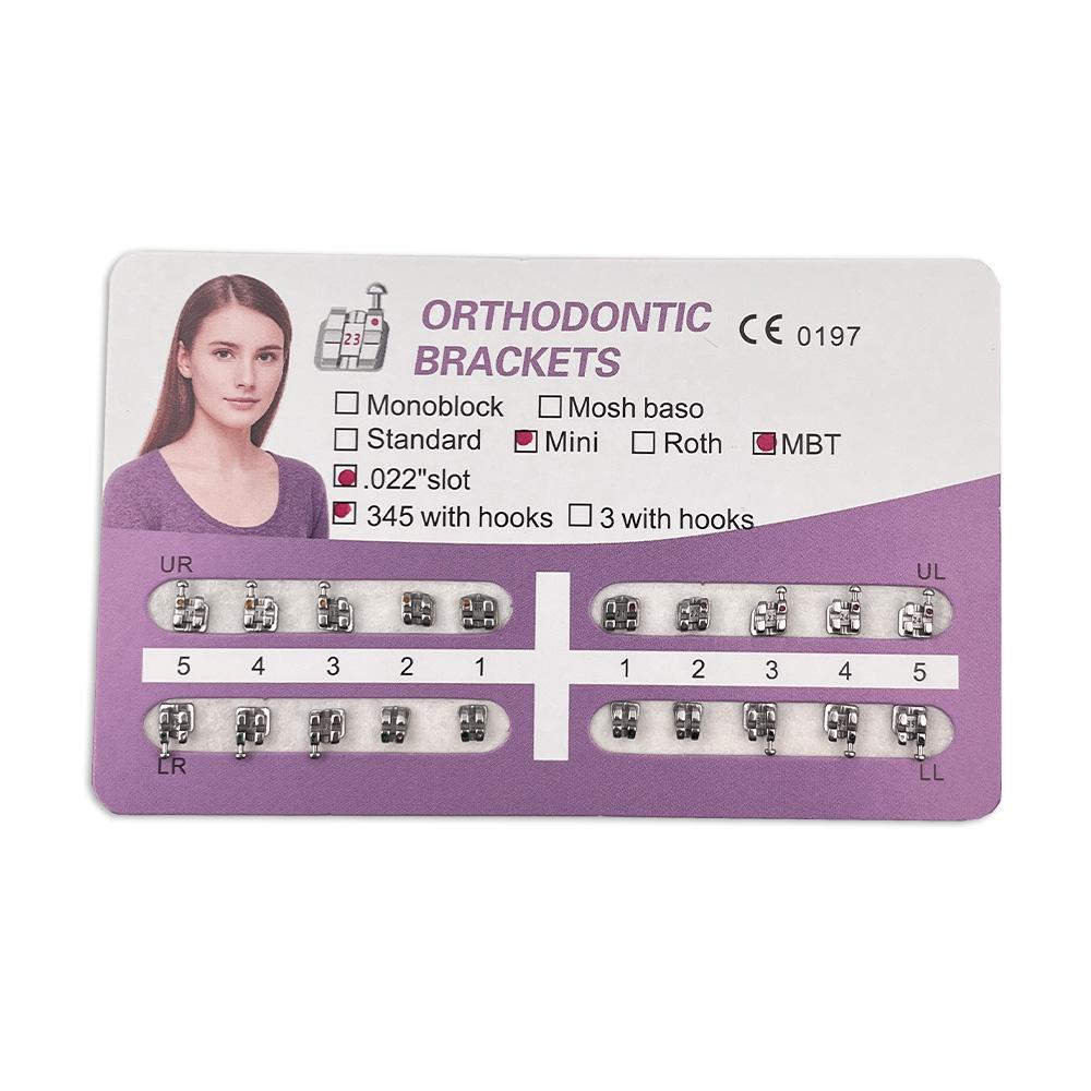 PIORPOY 1Pack Dental Bracket Mini Roth/MBT 0.022 345 Hooks Braces Orthodontic Braces Metal Monoblock Dentistry Materials 3