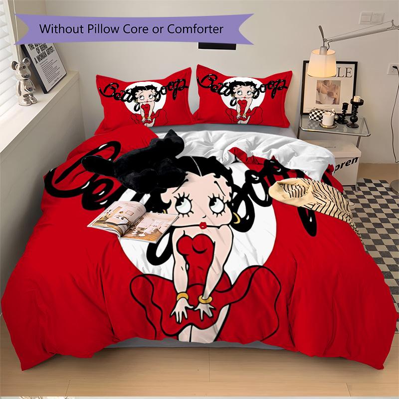 Betty Boop Iconic Cartoon Print 3Pcs Bedding Setduvet Cover With 2 Bedropillowcase Home Birthday Gift