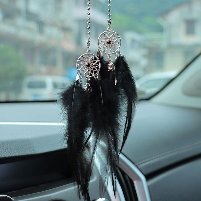 Dream Catcher Car Pendant Feather Mirror Pendant Home Decor Ornaments Car Interior Accessories Dream Catcher Feather Car Pendant