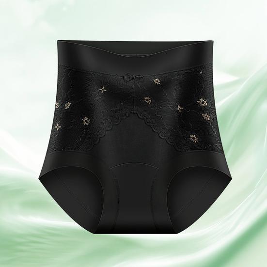 Женское Нижнее Белье с Высокой Талией Женские Сексуальные Кружевные Ледяные Шелковые Трусы Полное Покрытие Дышащие Мягкие Эластичные Слипы
