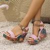 Fashion Outer Wear Large Size Wedge Heel Sandals Women's Spring New Simple Famous Style One-word Buckle Sandals