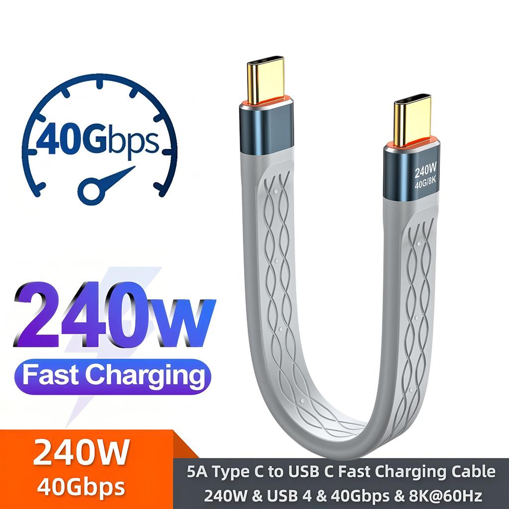 PD 5A 120W Быстрая зарядка Type C на Type C Кабель USB C на Type C Зарядный провод USB-C на USB-C Кабель для быстрой зарядки и передачи данных 40 Гбит/с