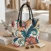  Boho Floral Print Casual Tote Bag Large Capacity Shopping Shoulder Handbag for Women Daily Use