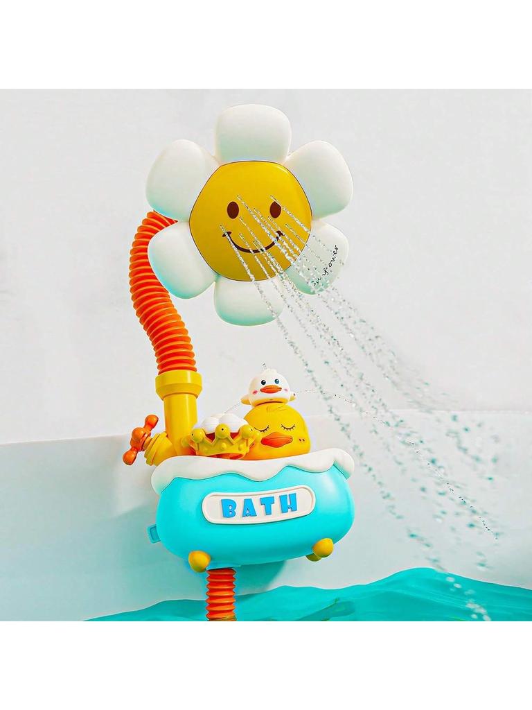 Baby bath toys toddler bath shower bathtub toys with sunflower shower 3 water spray heads baby bathtub toys