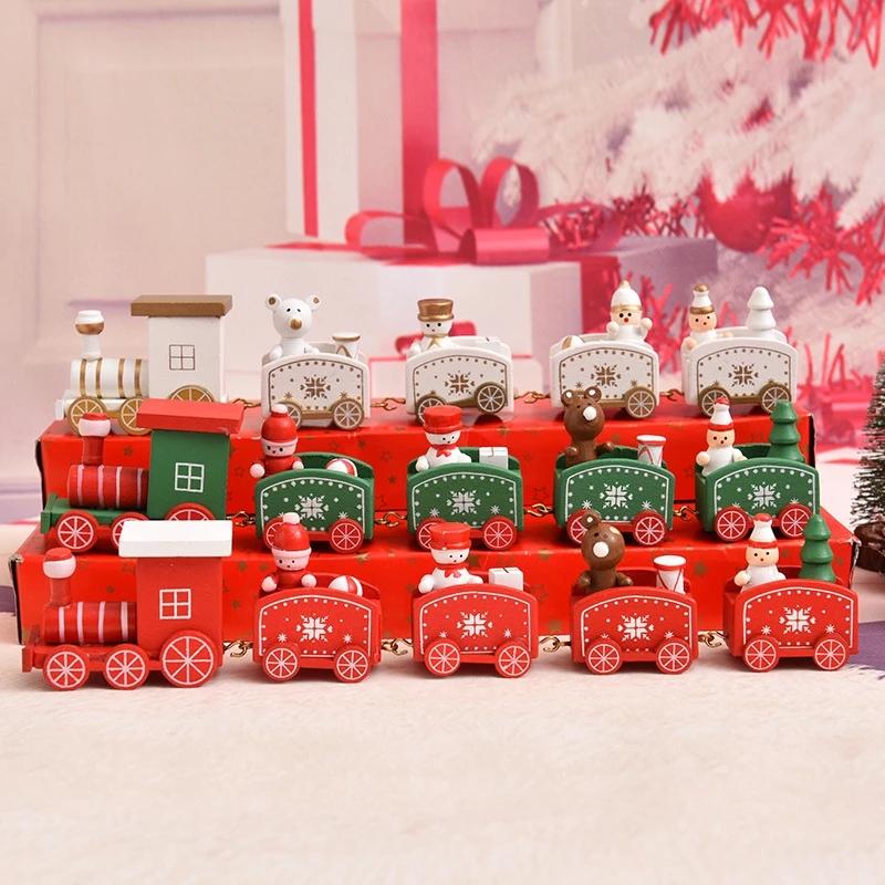 Train Wooden Ornament Christmas Merry Christmas Decorations For Home Gift Santa Claus Happy New Year