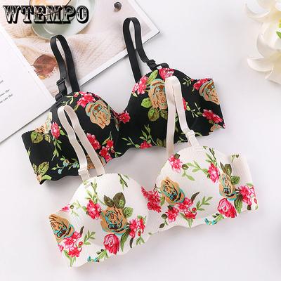 Бюстгальтеры с принтом для женщин, бесшовное нижнее белье, цельный регулируемый бюстгальтер без косточек без стального кольца, сексуальный бюстгальтер пуш-ап, необычное нижнее белье