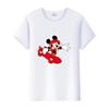 Летняя женская футболка с коротким рукавом Мультяшная футболка Disney Мужская футболка Женские топы Оверсайз Футболка Женская Одежда с принтом Микки Маус