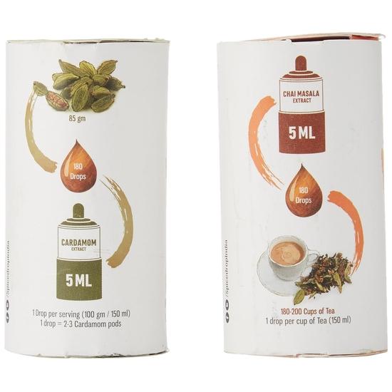 Spice Drop Chai Masala Elaichi Tea Combo | Natural Extract of Cardamom (Elaichi)| Flavours 360 Cups Of Tea | 5 ML X 2 Packs