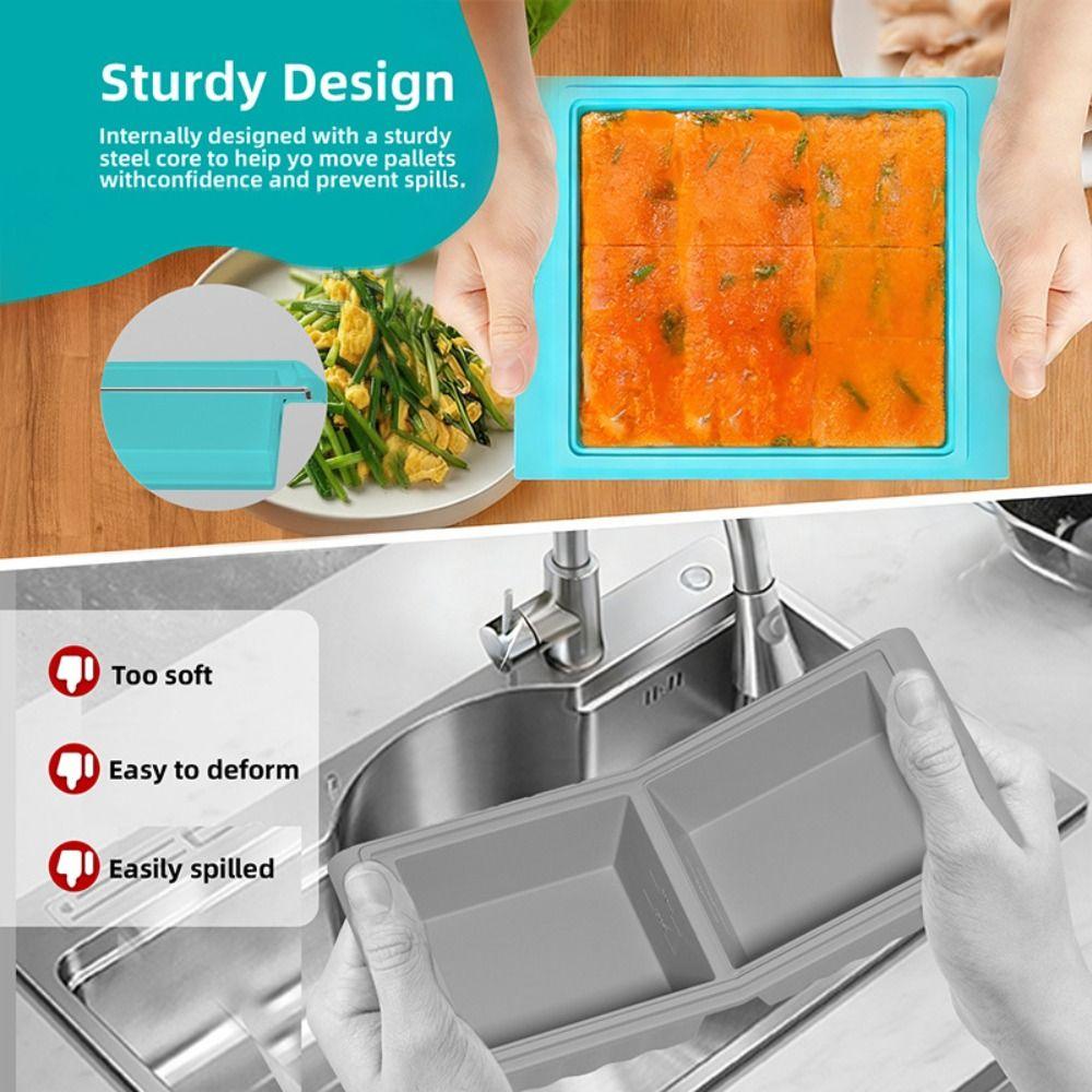 1/2 Grids Food Freezing Molds with Lid Food Sauce Storage New Ice Cube Mold