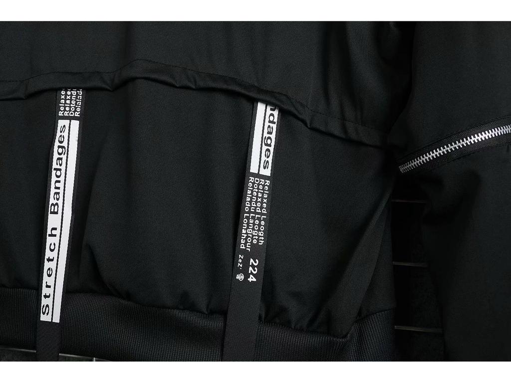 Men's 2021 Autumn Korean Style Hooded Hip-Hop Sweatshirt with Zipper and Ribbon Detailing