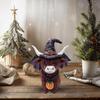 Halloween Highland Cow Resin Figurine Wizard Hat Pumpkin Broom Cattle