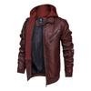 Осенне-зимняя мужская однотонная тонкая куртка со съемным капюшоном, большого размера, повседневная универсальная кожаная куртка Locomotive