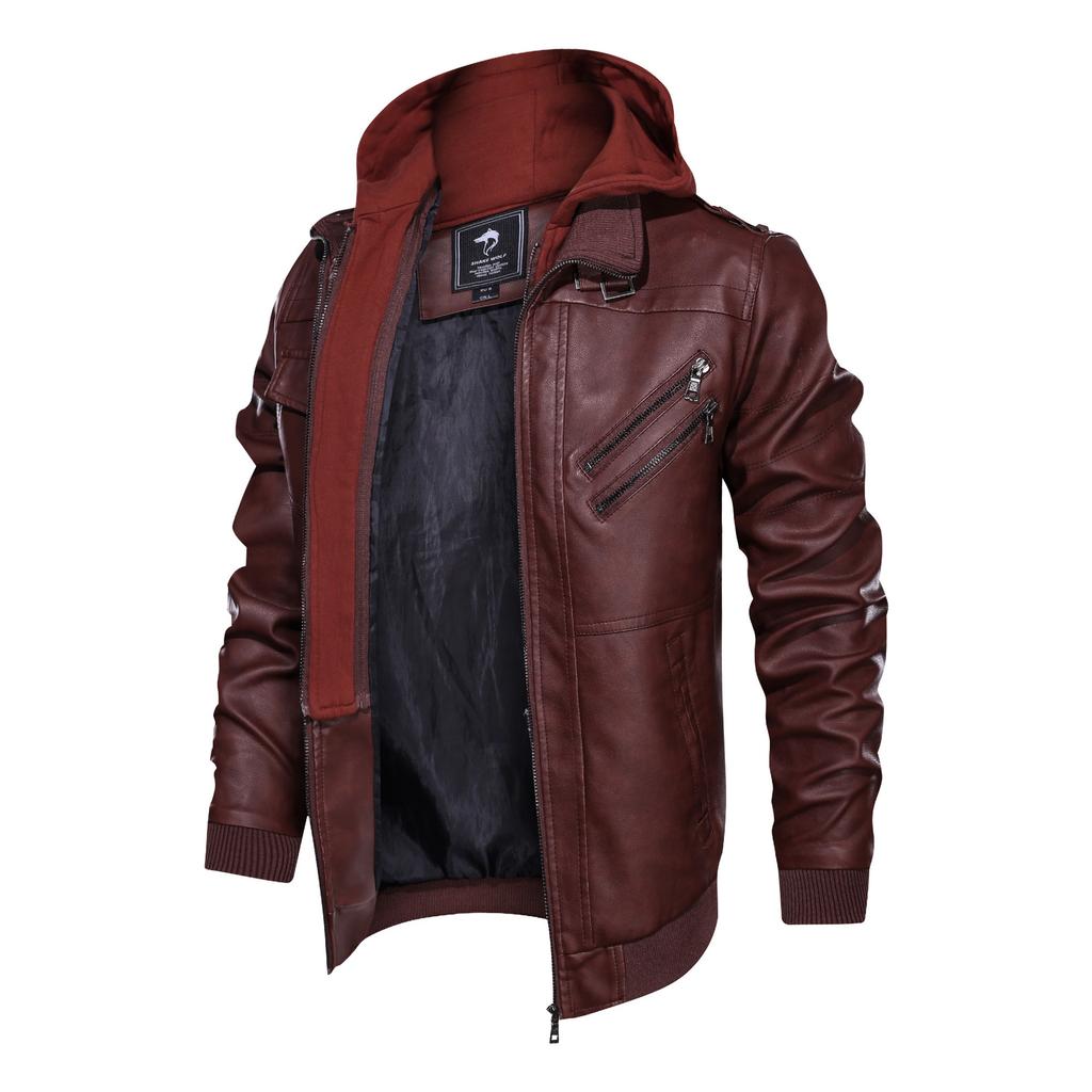 Кожаная куртка мужская тонкая куртка из искусственной кожи на молнии осенняя мужская кожаная куртка