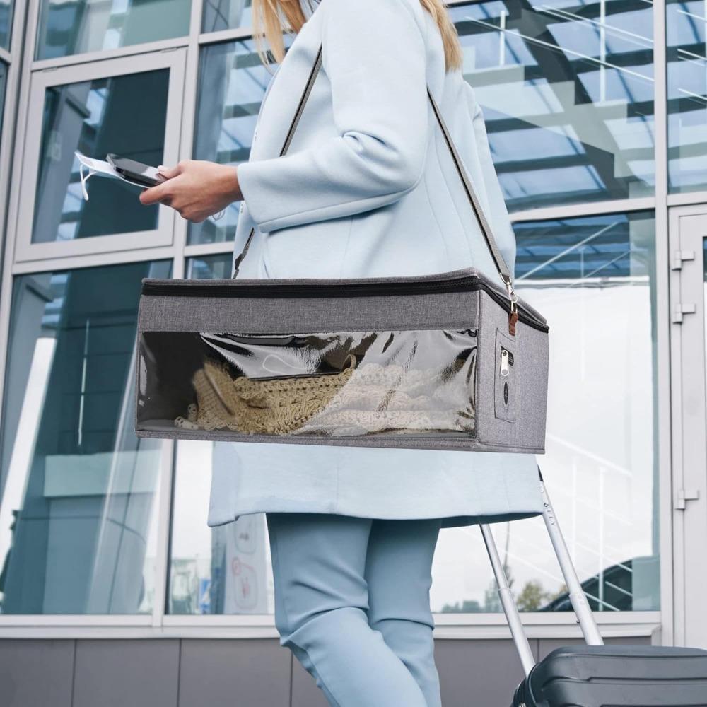 Dustproof Zipper Hat Storage Case with Carrying Handles Cap Organizer for Women Closet