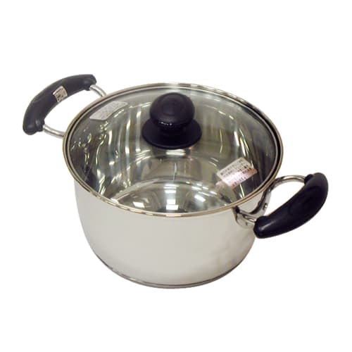 PEARL METAL Rescente H-923 18cm Double-Handled Pot with Glass Lid, Induction Compatible, Triple-Layer Bottom