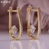 PATAYA U-образные уникальные серьги цвета розового золота с искусственным цирконом, креативные необычные серьги, женские геометрические серьги