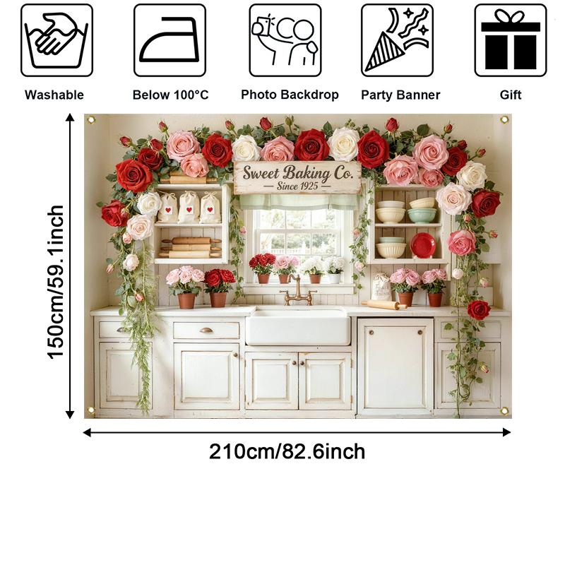 LS Valentine's Day Photography Backdrops Sweet Kitchen Floral Decor Birthday Wedding Kids Adult Portrait Photo Background Studio