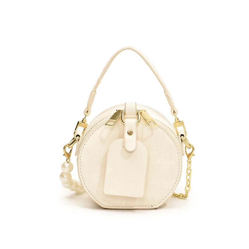 Unisex Pu Mini Circular Bag With Stitching Details For Kids And Toddler Accessories