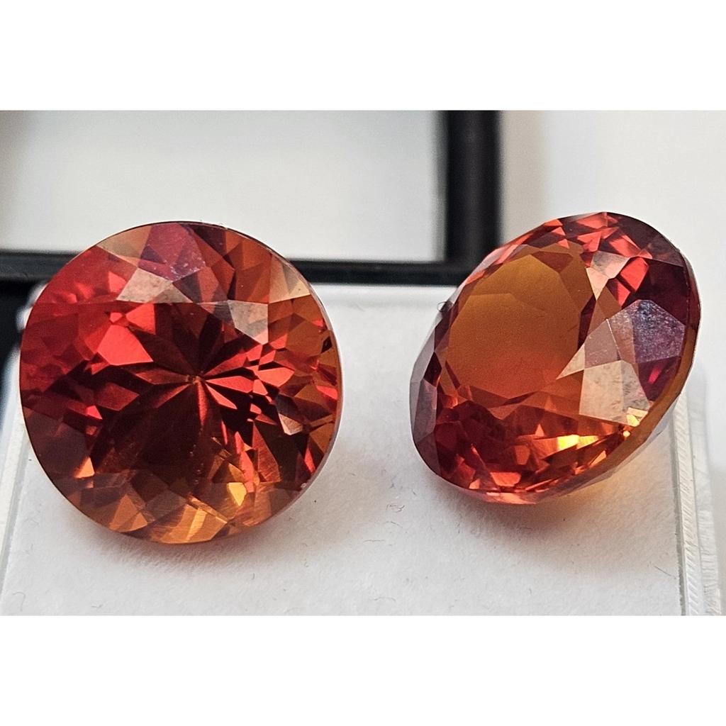 Padparadscha Sapphire For Earring Making Natural Round Cut 20+ Ct Pair Gemstone