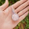 Handmade Crystal Stone Pendant Necklace With Adjustable Metal Chain Mesh Cage Charm Women Men