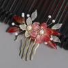 Винтажная заколка для волос с цветком Элегантная китайская заколка-гребень для волос со стеклянным цветком для женщин и девушек Изысканные сказочные металлические аксессуары для волос 1 шт.