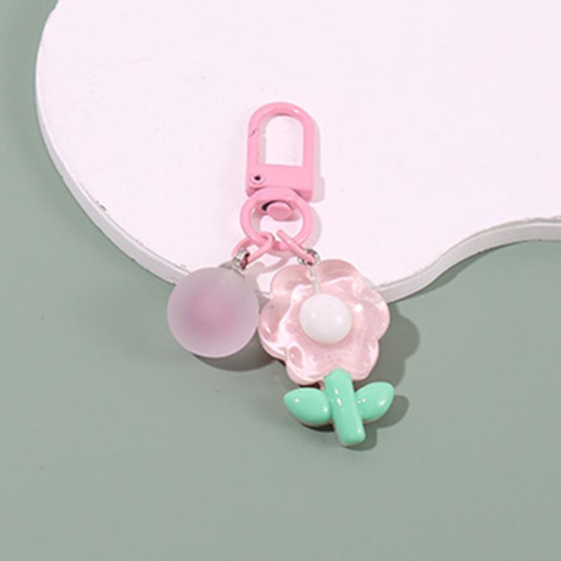 Cartoon Charm Bag Pendant Cute Flower Car Keychain Girl Gift Friendship Headphone Case Decoration Keyring Party Jewelry