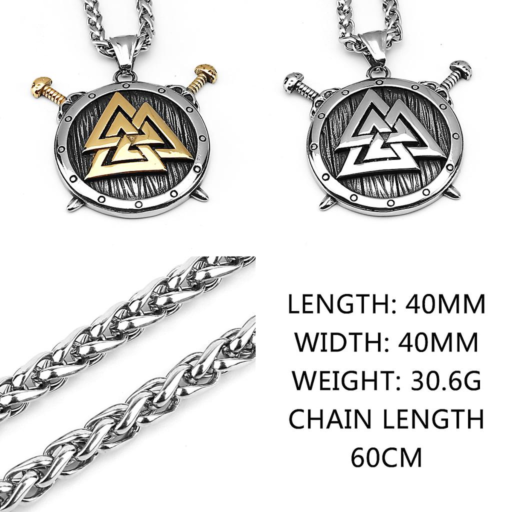 316L Stainless Steel Viking Rune Warrior Shield Pendant Necklace For Men Jewelry Power Accessories