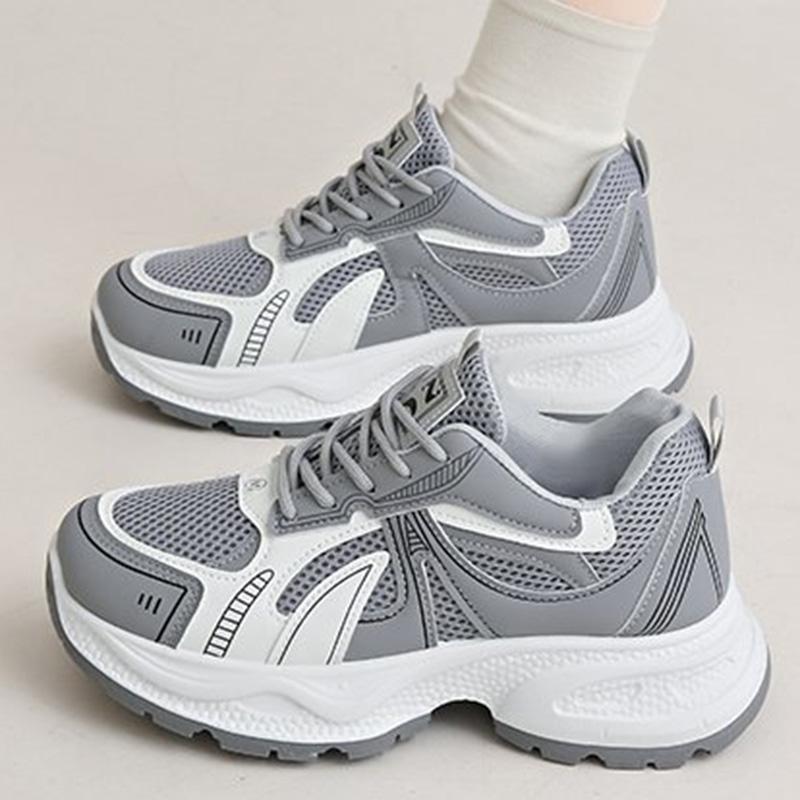Fashion Breathable Mesh Running Sneakers Women Spring Autumn Fashion Mix Color Platform Sports Shoes Woman Lace Up Non Slip Shoes Female