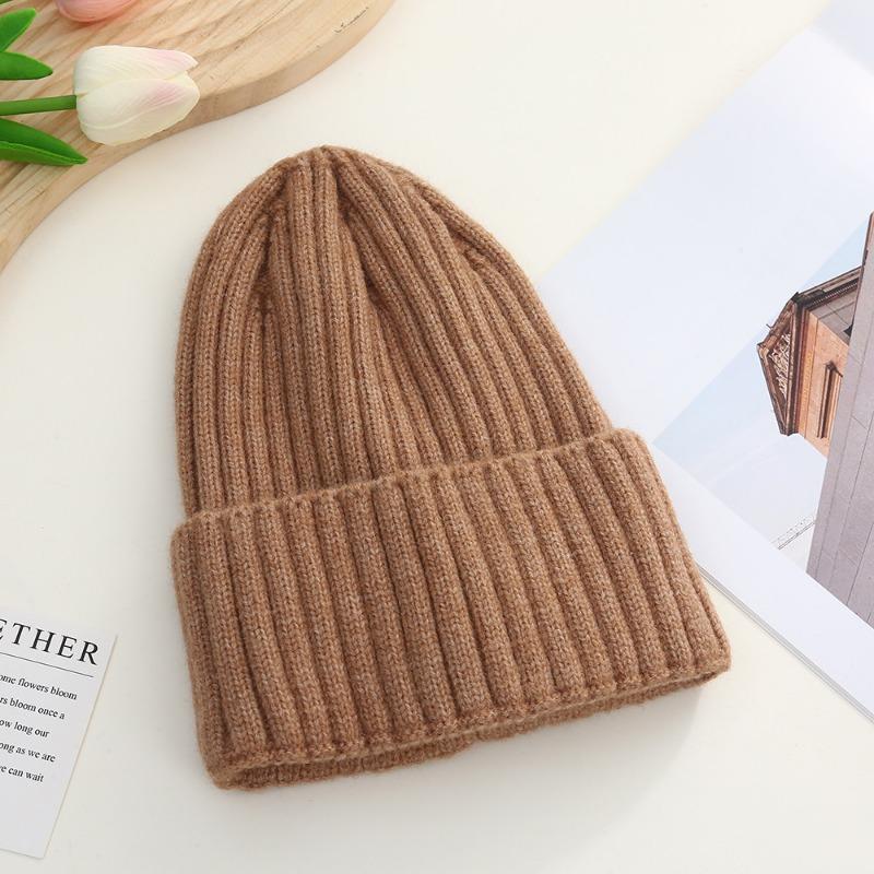Зимняя женская однотонная вязаная шапка, теплая вязаная шапка для улицы, нейтральная повседневная шапка