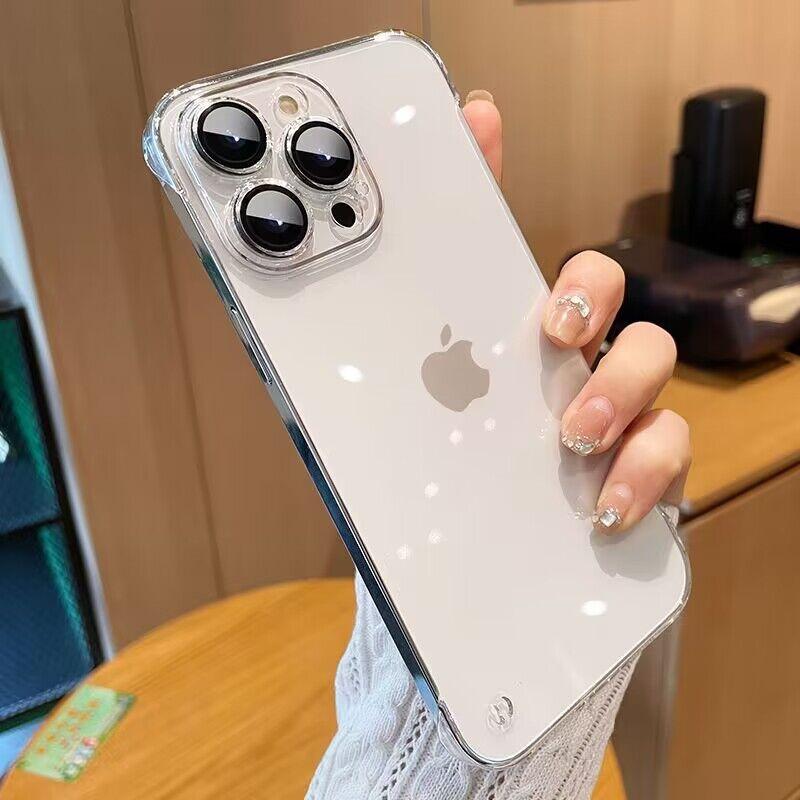 Прозрачный безрамочный чехол для телефона для iPhone 15 Pro Max, материал ПК, совместим с iPhone 16 Pro