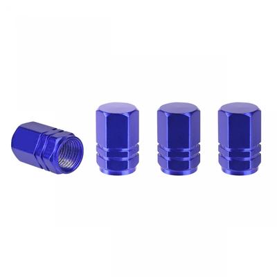 Aluminum Valve Caps Blue 4 Pcs Amio-02239