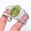 Natural Nephrite Gemstone 925 Sterling Silver Cuff Bangle Adjustable a8V67