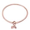 925 Silver Color Charm Bracelet Rose Golden Color Daisy Flower Barrel Clasp Snake Chain Sliding Bangle Women Jewelry