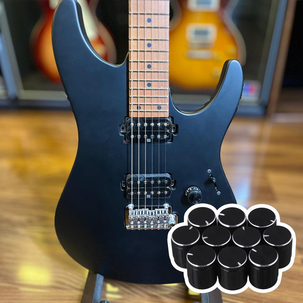 Yibuy Volume Control Dome Knob Rotary Knob for Electric Aluminum 10pcs Black Inner Diameter 6mm Guitar/Bass