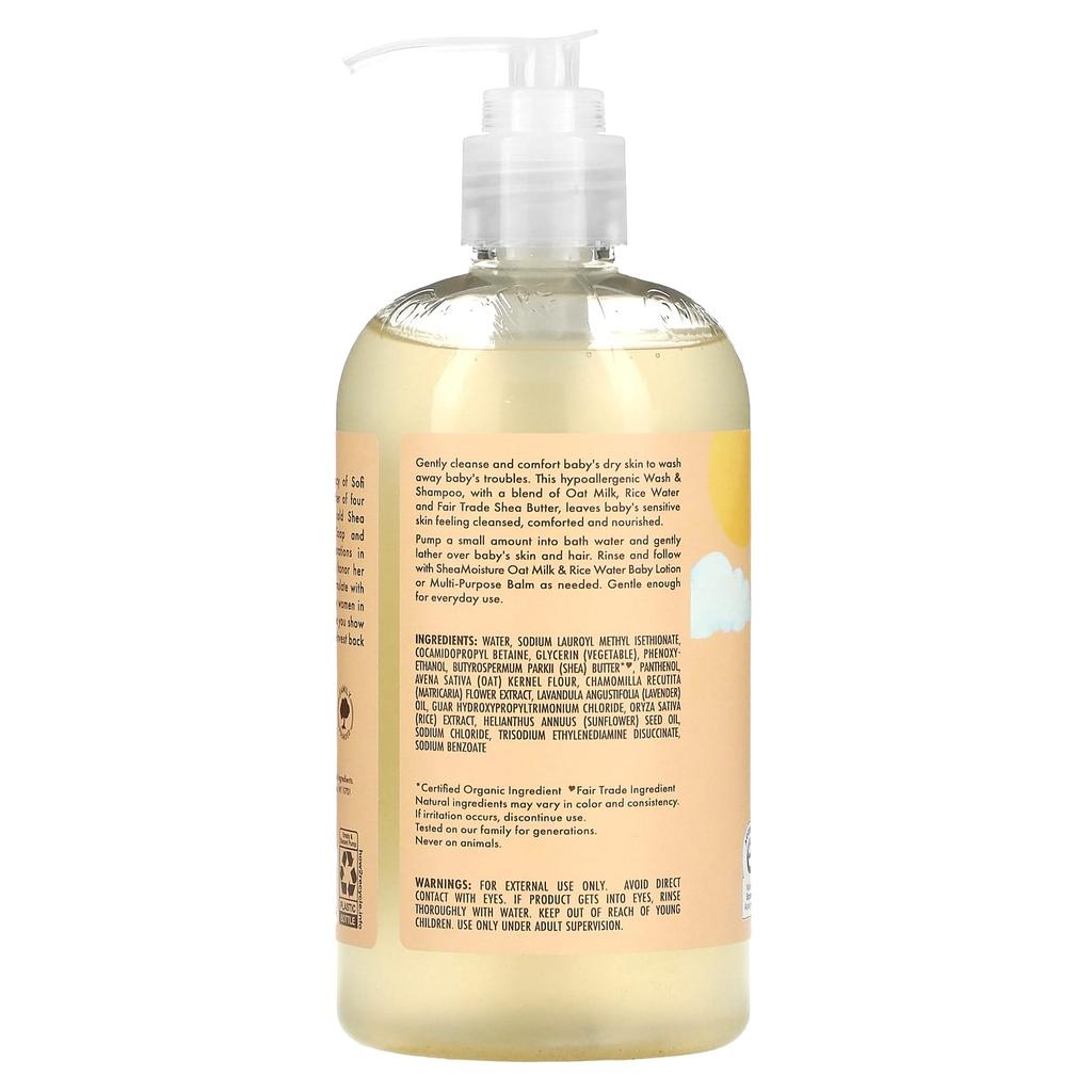 SheaMoisture Baby's Extra Comforting Wash & Shampoo, Oat Milk and Rice Water, 13 Fl Oz (384 Ml)
