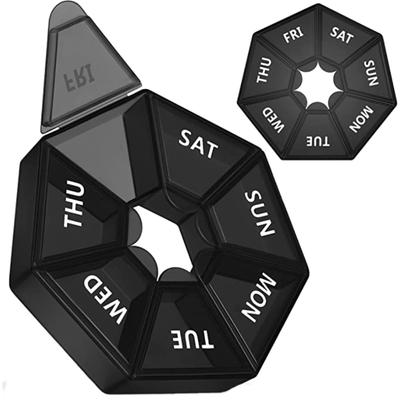 Еженедельный органайзер для таблеток на 7 дней, портативная дорожная таблетница, многофункциональная, маленькая, черная