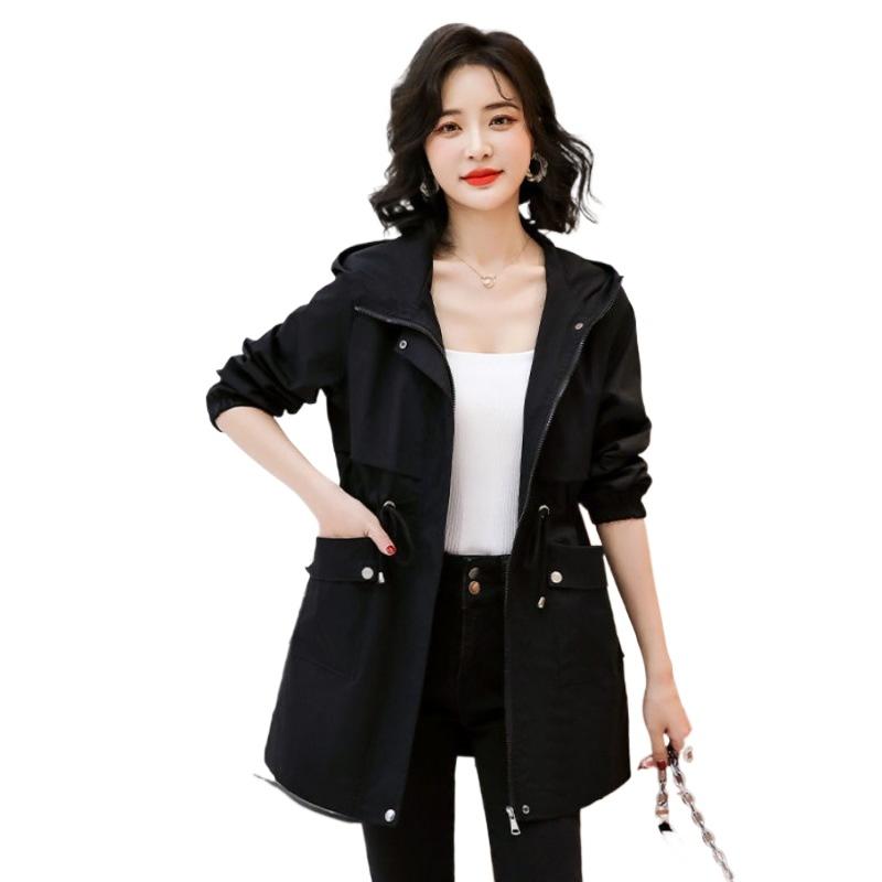 Spring Autumn Thin Windbreaker Jacket for Women Medium To Long New Korean Slim Fit Casual Coat