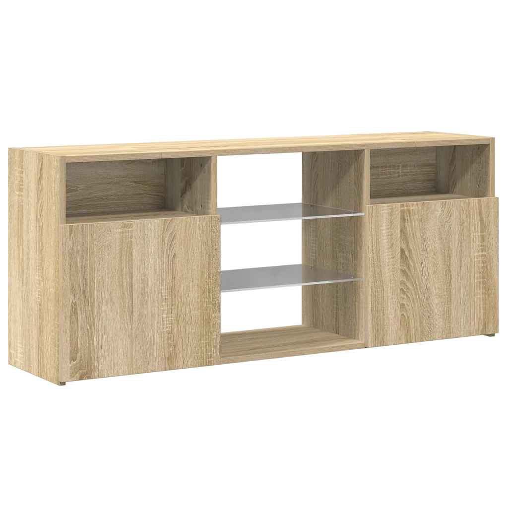 TV Stand with LED Lights Sonoma Oak 120 x 30 x 50 cm
