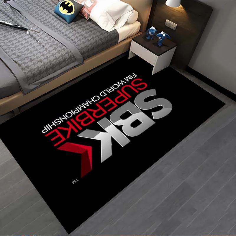 SBK Superbike World Championship Logo Decorative Black Carpet Rug Suitable for use as an anti-slip for living room bedroom sofas