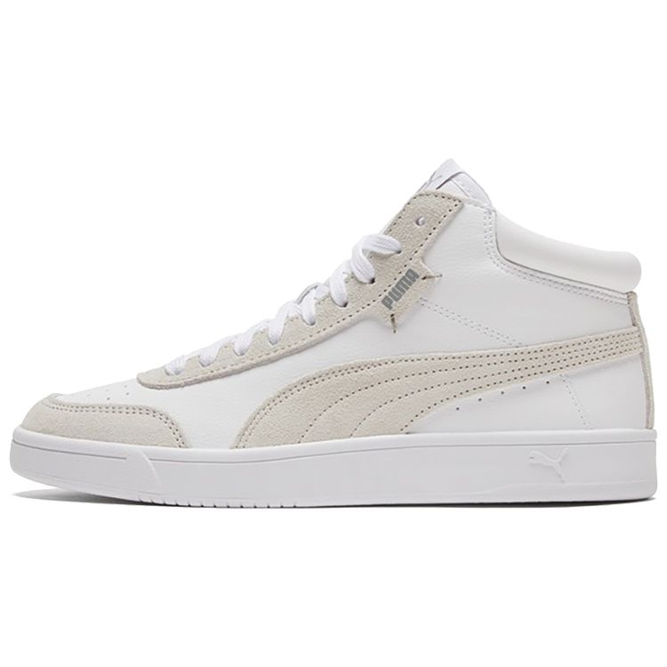 Puma Court Legend Two-Layer Cowhide Comfortable Versatile Wear-Resistant Lightweight Mid-Top Sneakers Unisex Sneakers White Gray 373750-02